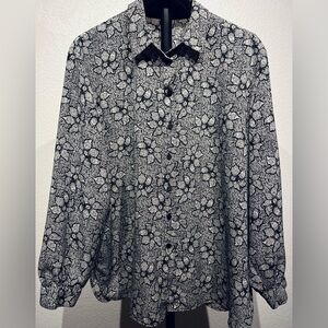 Vintage Floral Print Button Down Shirt - Size L (Women’s)